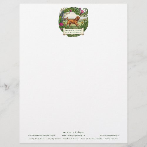 Cocker Spaniel Dog Walker Custom Letterhead