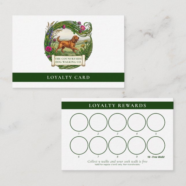 Cocker Spaniel Dog Walker Custom Loyalty Card (Front/Back)