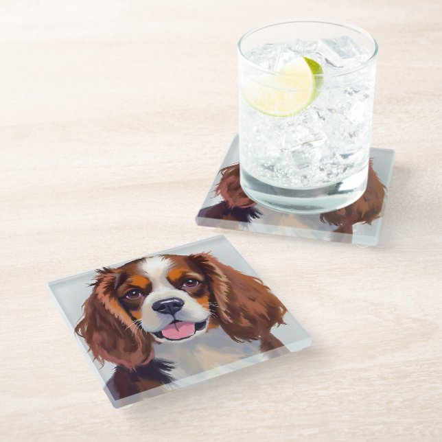 Cocker Spaniel | Dog Watercolor Pet Painting Glass Coaster (Angled)