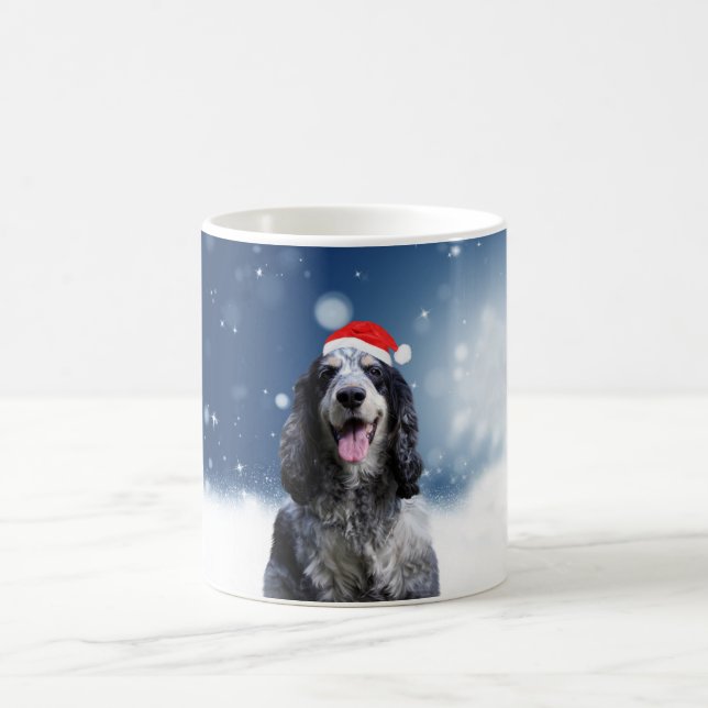 Cocker Spaniel Dog With Christmas Santa Hat Coffee Mug (Center)