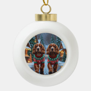 Cocker Spaniel Dogs Christmas Snow Holiday Ceramic Ball Christmas Ornament