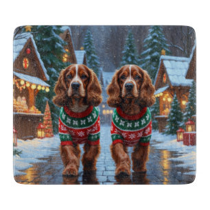 Cocker Spaniel Dogs Christmas Snow Holiday Cutting Board