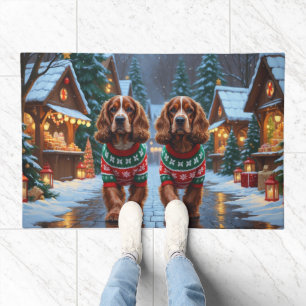 Cocker Spaniel Dogs Christmas Snow Holiday Doormat