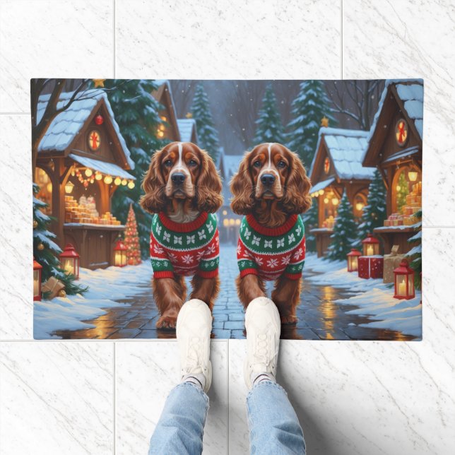 Cocker Spaniel Dogs Christmas Snow Holiday Doormat (Indoor)