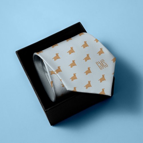 Cocker Spaniel Dogs Pattern Monogrammed Neck Tie