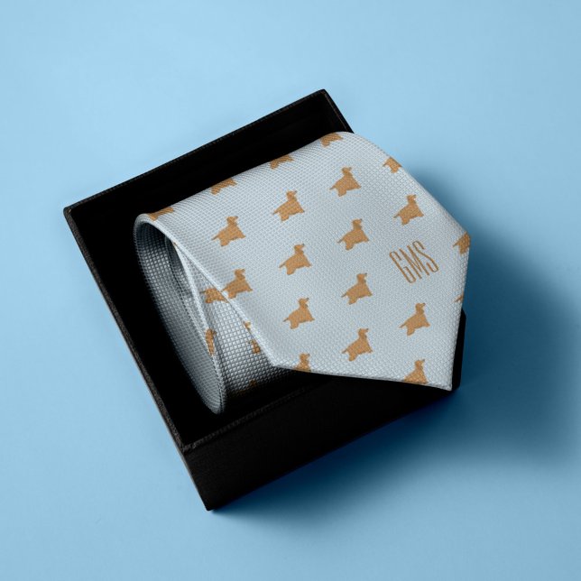 Cocker Spaniel Dogs Pattern Monogrammed Neck Tie (Creator Uploaded)