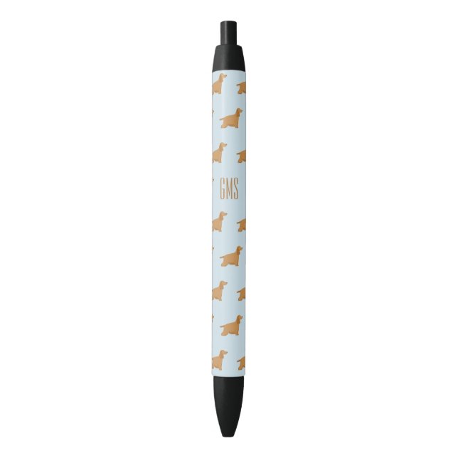 Cocker Spaniel Dogs Pattern Monogrammed Pen (Front Vertical)