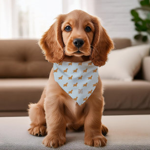 Cocker Spaniel Dogs Pattern Monogrammed Pet Bandana Collar