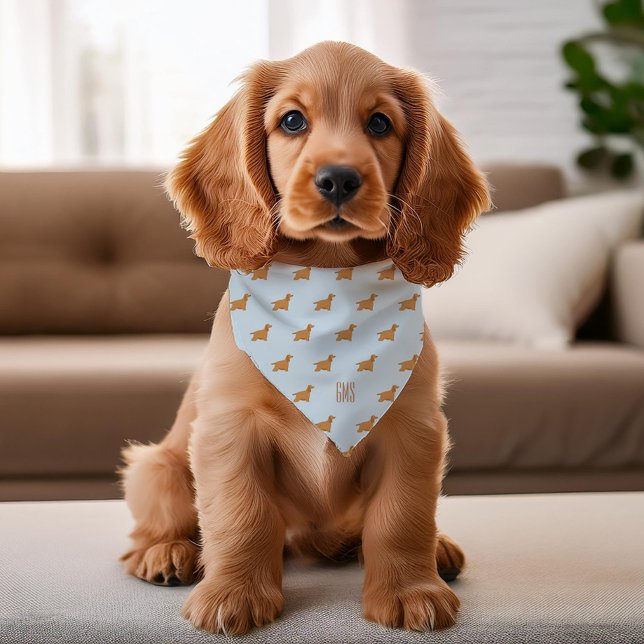 Cocker Spaniel Dogs Pattern Monogrammed Pet Bandana Collar (Creator Uploaded)