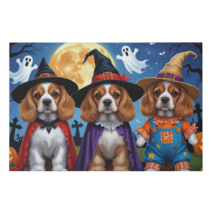 Cocker Spaniel Dogs Pumpkin Halloween Funny Faux Canvas Print