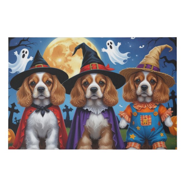 Cocker Spaniel Dogs Pumpkin Halloween Funny Faux Canvas Print (Front)
