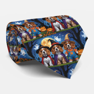 Cocker Spaniel Dogs Pumpkin Halloween Funny Neck Tie