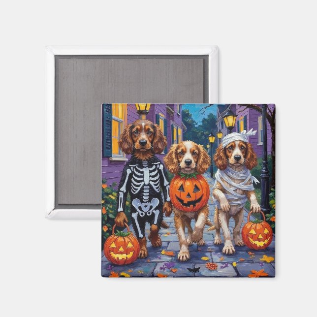 Cocker Spaniel Dogs Trick-or-Treating in Halloween Magnet (Front/Back)