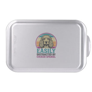 Cocker Spaniel Easily Distracted Vintage Dog Shirt Cake Pan