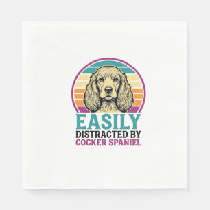 Cocker Spaniel Easily Distracted Vintage Dog Shirt Napkins