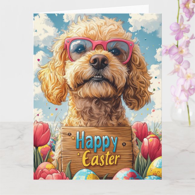 Cocker Spaniel Easter Eggs  Card (Orchid)