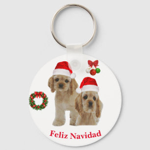 Cocker spaniel Feliz Navidad Keychain