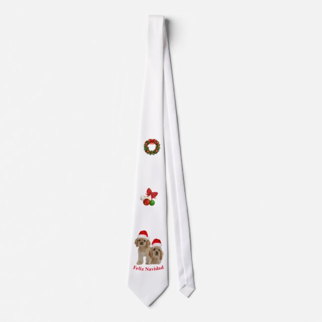 Cocker spaniel Feliz Navidad neck tie (Front)