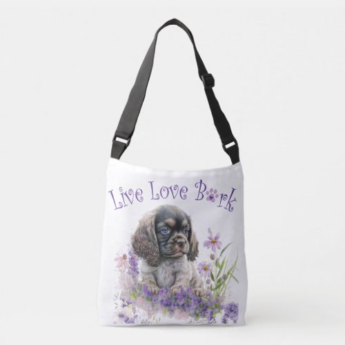 Cocker Spaniel Floral Crossbody Bag