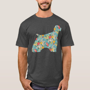 Cocker Spaniel Flower Silhouette Floral Dog T-Shirt