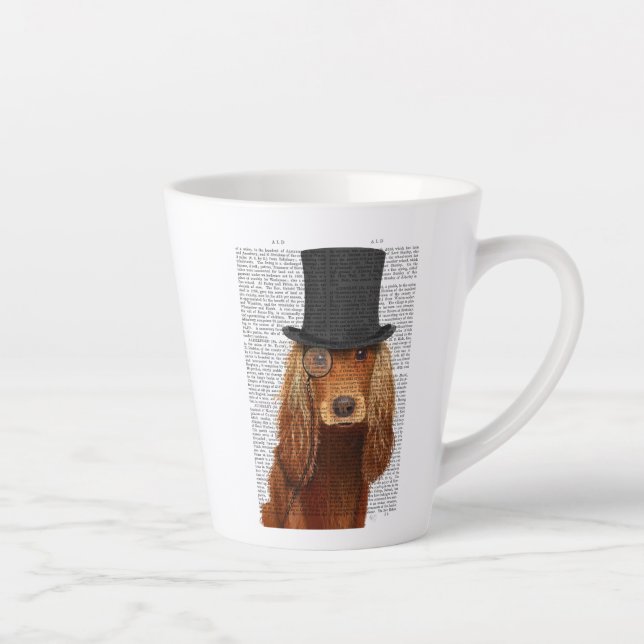 Cocker Spaniel, Formal Hound and Hat Latte Mug (Right)