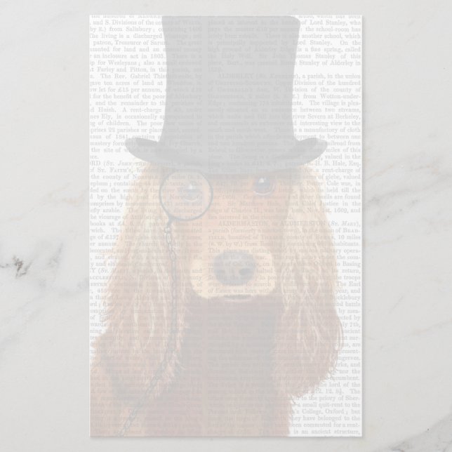 Cocker Spaniel, Formal Hound and Hat Stationery (Front)