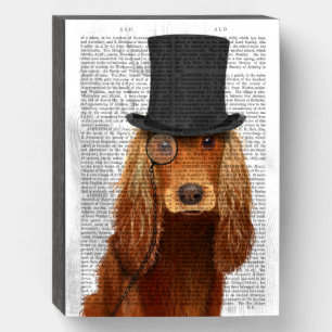 Cocker Spaniel, Formal Hound and Hat Wooden Box Sign
