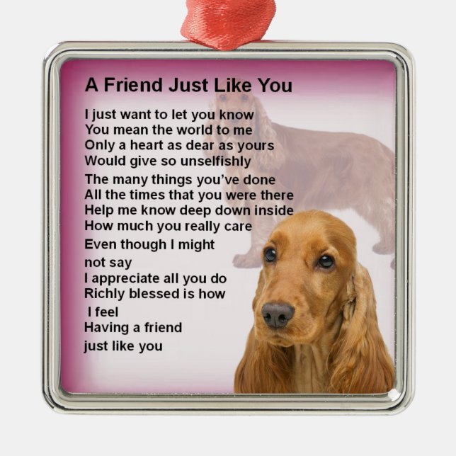 Cocker Spaniel - Friend Poem Metal Ornament (Front)