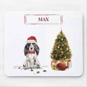Cocker Spaniel Funny Christmas Dog with Tree Mouse Pad