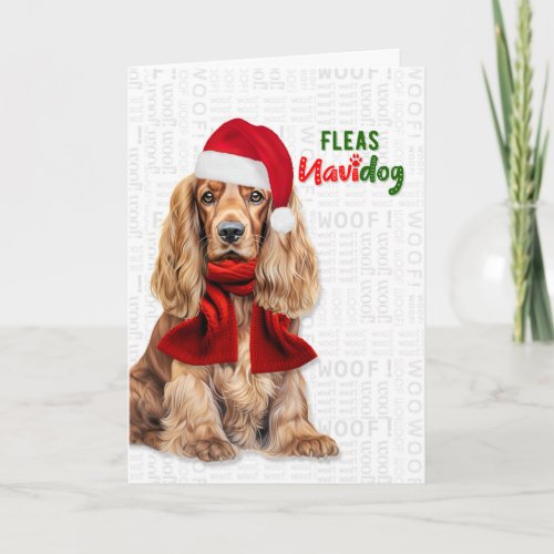Cocker Spaniel Funny Fleas Navidog Holiday Card