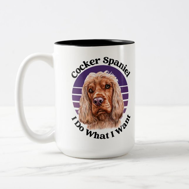 Cocker Spaniel funny quote Two-Tone Coffee Mug (Left)