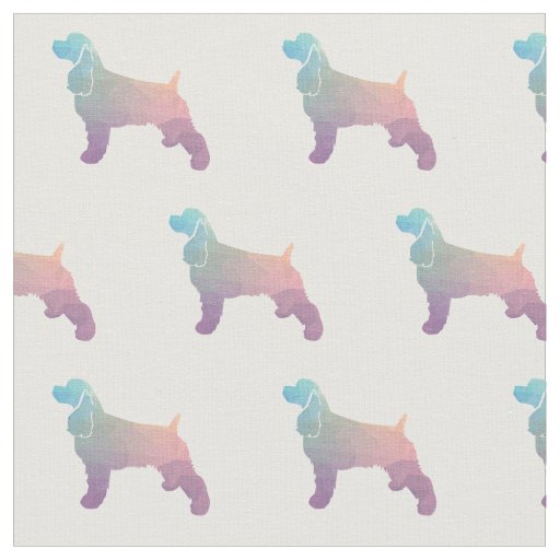 Cocker Spaniel Geometric Pattern Silhouette Pastel Fabric