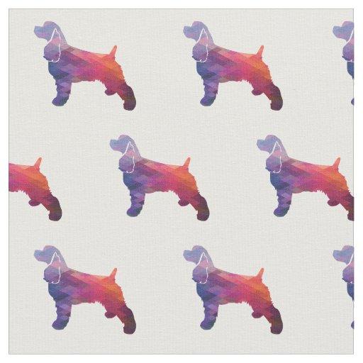 Cocker Spaniel Geometric Pattern Silhouette Purple Fabric