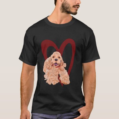 Cocker Spaniel Gift Heart Valentines for Animal Lo T-Shirt