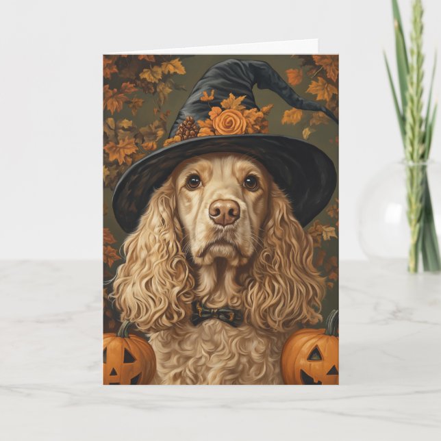 Cocker Spaniel Halloween Holiday Card (Front)