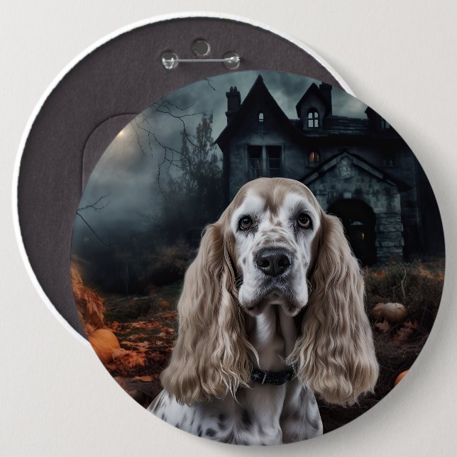 Cocker Spaniel Halloween Scary Button (Front & Back)