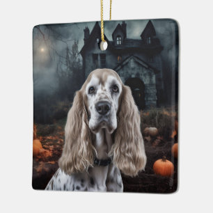 Cocker Spaniel Halloween Scary Ceramic Ornament