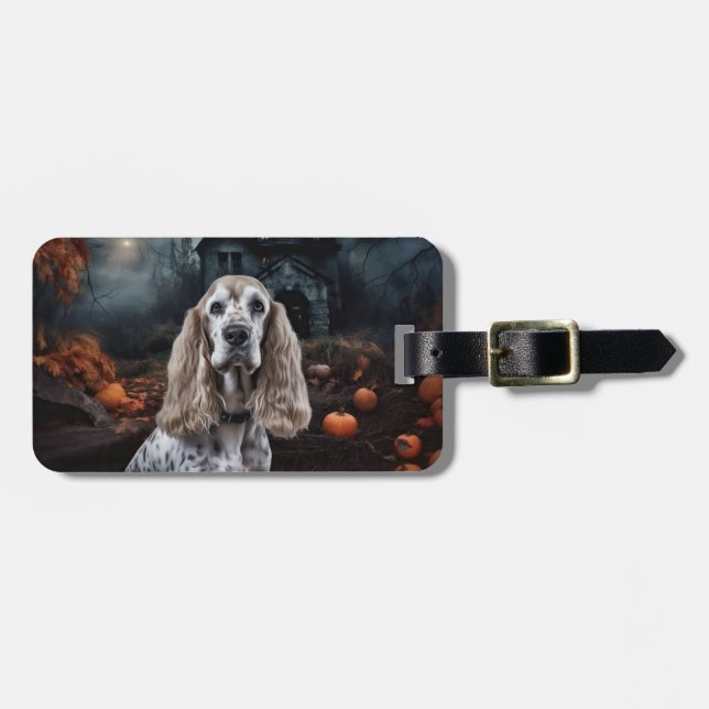 Cocker Spaniel Halloween Scary Luggage Tag (Front Horizontal)