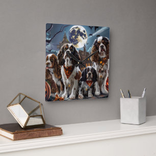Cocker Spaniel Halloween Spooky Square Wall Clock