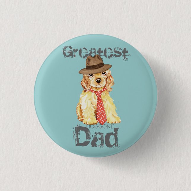 Cocker Spaniel Heart Dad Pinback Button (Front)