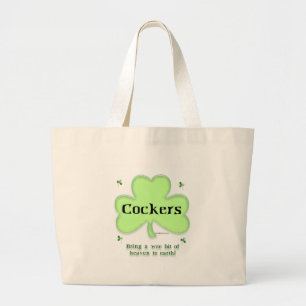 Cocker Spaniel Heaven; St. Patrick's day Cocker Large Tote Bag