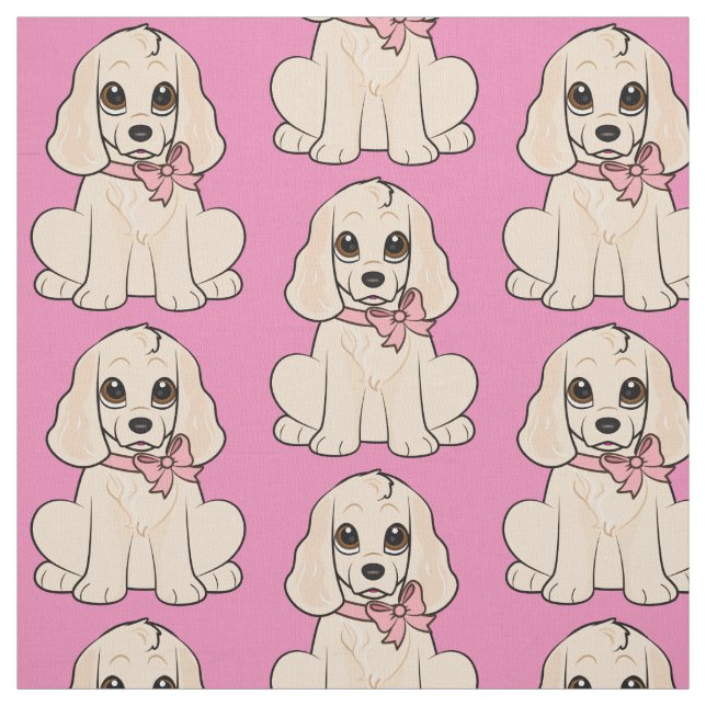 Cocker Spaniel in a Bow Fabric (Swatch)