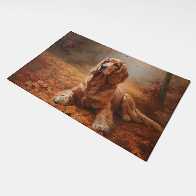 Cocker Spaniel in Autumn Leaves Fall Inspire Doormat (Angled)