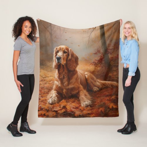 Cocker Spaniel in Autumn Leaves Fall Inspire Fleece Blanket