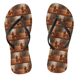 Cocker Spaniel in Autumn Leaves Fall Inspire Flip Flops