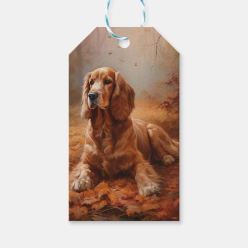 Cocker Spaniel in Autumn Leaves Fall Inspire Gift Tags