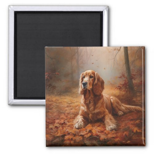 Cocker Spaniel in Autumn Leaves Fall Inspire Magnet