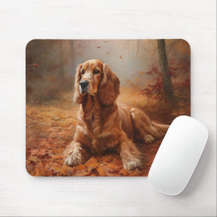 Cocker Spaniel in Autumn Leaves Fall Inspire Mouse Pad