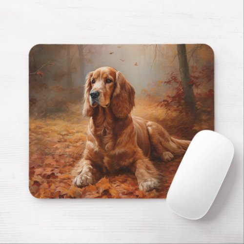 Cocker Spaniel in Autumn Leaves Fall Inspire Mouse Pad