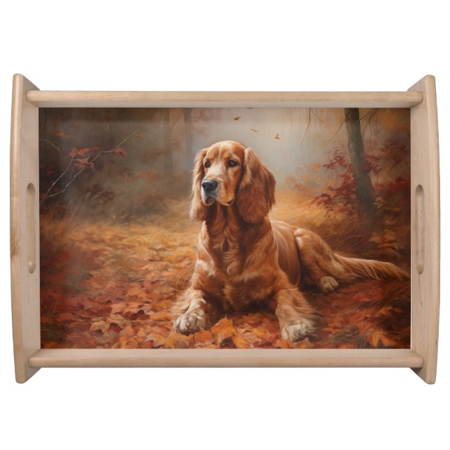 Cocker Spaniel in Autumn Leaves Fall Inspire Serving Tray (Front)